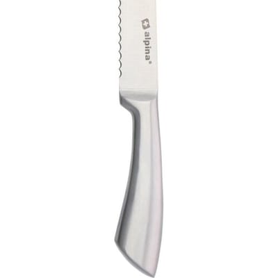 alpina Broodmes 33,5 cm - RVS Kartelmes met Ergonomisch Handvat - Gekarteld Mes voor Brood, Gebak en Meer - Vaatwasser Bestendig - Zilver