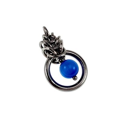 30mm Blauwe Kattenoog Kristal Hanger, Gepolijst RVS, Dames - Uniek Ontwerp - Handgemaakt door esde2