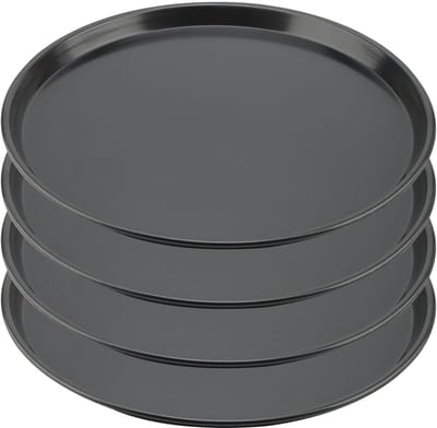 Dailygoods- Pizza Bakpan 12 Inch - Ronde Pizzapan - Antiaanbaklaag - Koolstofstaal - Ovenbestendig - Set van 4