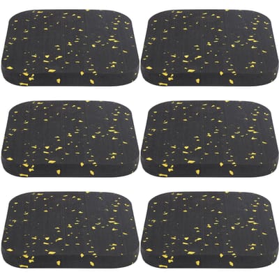 6 PIÈCES Tapis de tapis de course en caoutchouc Isolation phonique Coussin Tapis d'équipement d'exercice Fitness Amortissement Black Yellow