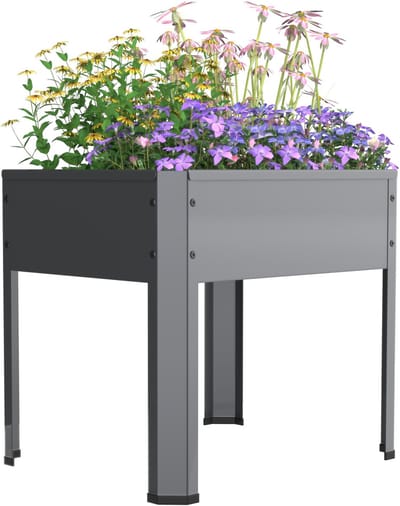 VCM Metall Hochbeet 50x40x45 cm, stehender Pflanzkasten für Balkon Terrasse Garten, Blumenkasten auf Beinen, Balora M