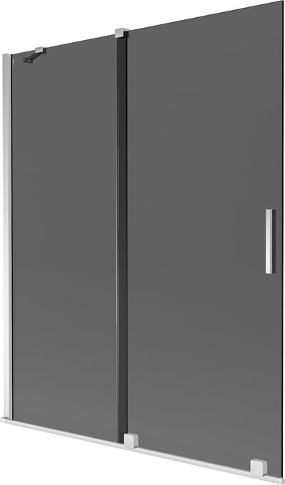 Mexen Velar badwand 2-delig schuifbaar 140 x 150 , grafiet, chroom - 896-140-000-41-01