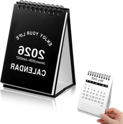 Mini Bureau Kalender 2026-2027, Compacte Tafelplanner, Georganiseerde Agenda voor Gezinnen, Januari 2026 tot Juni 2027
