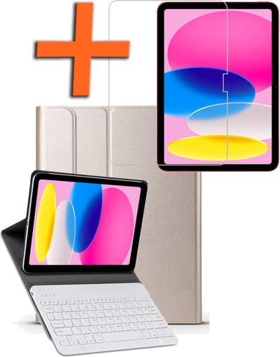 Hoesje - Geschikt voor Apple iPad 10 (2022) - 10.9 inch - 10e Generatie - Met Screenprotector - Keyboard Book Cover - Toetsenbord Case - Hoes - Goud