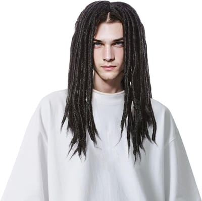 Dreadlocks Twist Gevlochten Peruk voor Volwassenen, 20 inch Rasta Haar voor Feest, Piratenkostuum en Halloween Accessoire