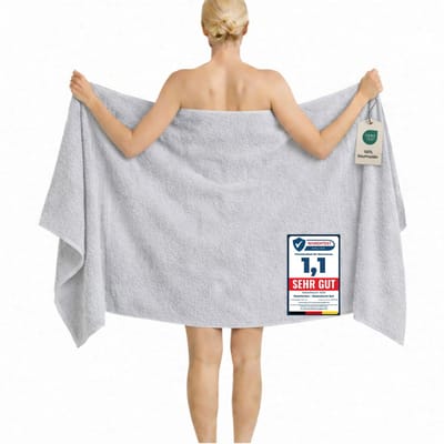 Komfortec Badhanddoek 100x200 cm van 100% Katoen, XXL Saunahanddoek, Grote Douchehanddoek, Zacht & Absorberend, Zilver