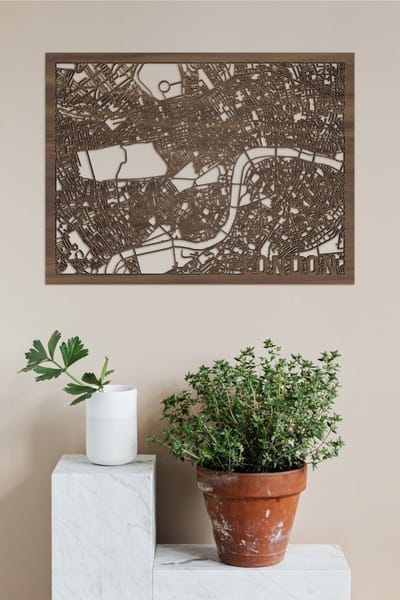 Houten Stadskaart London Notenhout 100x75cm Wanddecoratie Voor Aan De Muur City Shapes