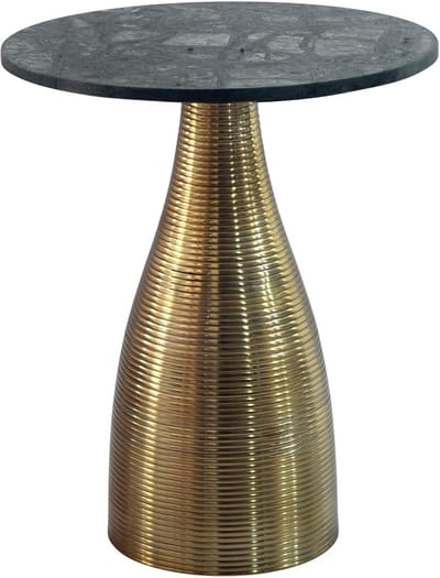 Bijzettafel Rond - Salontafel Natuursteen - Woonkamer Inrichten - Handgemaakt Uniek Stuk - 40cm Doorsnee - Groen Goud