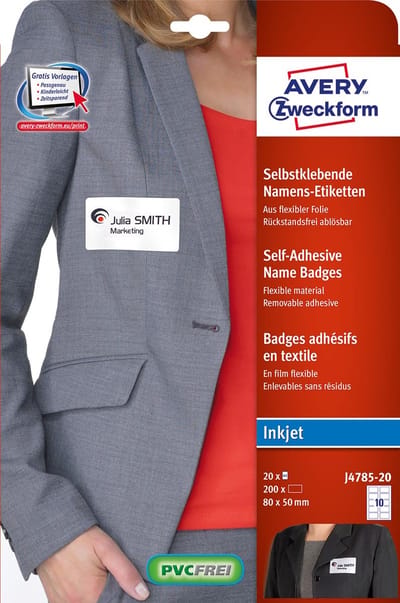 AVERY zelfklevende badge ft 80 x 50 mm, doos van 200 stuks, wit 5 stuks