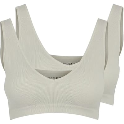 Pieces 2-Pack bralette voorgevormd met vulling - XS - Creme