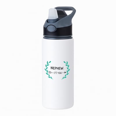 Hacebo® - nephew I love you waterfles met rietje zwart - Neef - de liefste neef - verjaardag - cadeautje voor neef - neef artikelen - kado - geschenk - water fles - 650ML