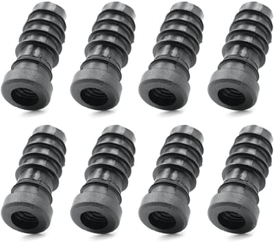 Allecto - Schroefdraadstoppen - Ronde buizen - Kunststof schroefdraad - Zwart - Voor buizen met Ø 18 mm - 8 x schroefdoppen voor montage