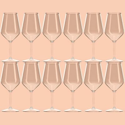 HappyGlass - Wijnglazen - Onbreekbare glazen - Wijnglas 12 stuks - Wijn Set Glazen - 47 cl - Set 12 Wijnglazen - Kunststof Glazen - Plastic wijnglazen