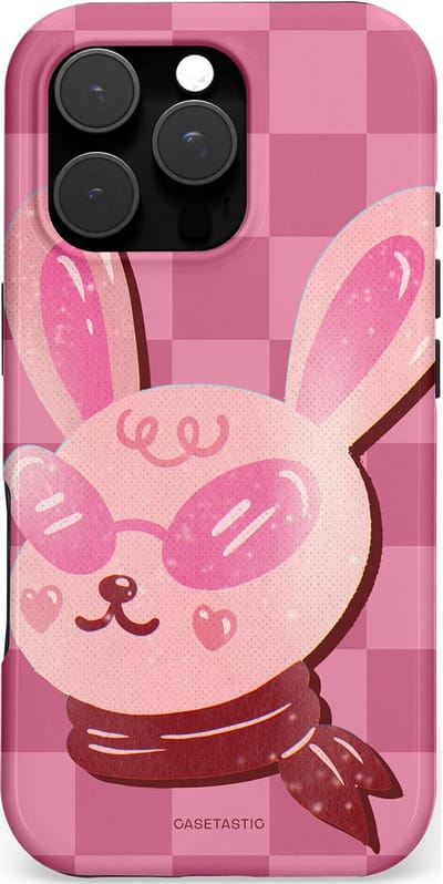 Casetastic hoesje geschikt voor Apple iPhone 16 Pro - MagSafe - Dubbellaagse bescherming - Luxe konijntje - Fashion Case - Koraal Lichtroze Lila