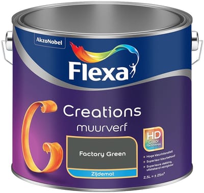 Flexa - Creations Muurverf Zijdemat - Factory Green - Mengverf - 2,5 L