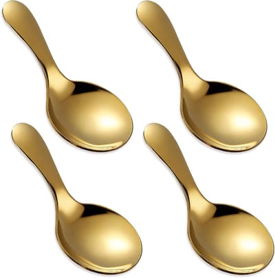 Mini gouden koffielepels set van 4 - 9 cm mini koekjeslepels voor suiker, ijs, en desserts in de keuken