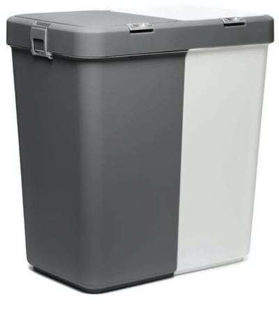Wasmand - Wassorteerder - Wasmand opvouwbaar - Wasbox - Wasmand met touch deksel - Sumpas Wasmand - 2 vakken -80 Liter - 100% gerecycled plastic - Antrasit/Wit
