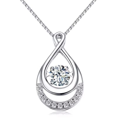 Selevie Ketting Witgoud met 1.ct Moissanite rond - Waterdruppel - Infinity model bezet met extra Moissanite VVS