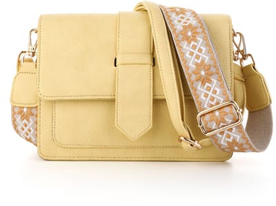 Sunset Fashion Amber - crossbody tas dames - geel - 21x16 cm - kunstleer - inclusief 2 verstelbare schouderbanden