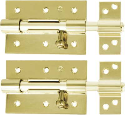 AMIG schuifslot/plaatgrendel - 2x - staal - 8.5cm - messing - incl schroeven - deur - raam - geschikt voor hangslot (niet inbegrepen)