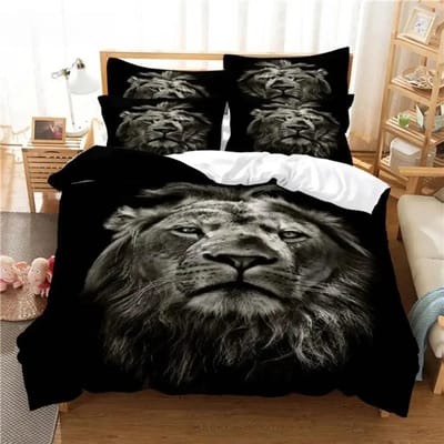 Leeuw Beddengoed Set Dekbedovertrek Set 3d Beddengoed Digitale Druk Bedlinnen Queen Size Beddengoed Set Mode Ontwerp 155x215cm 3pcs