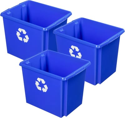 Sunware opslagbox NESTA - 3x - kunststof - 45 liter - blauw - 45 x 36 x 36 cm - opbergers - stapelbaar