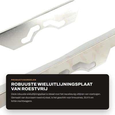 Dailygoods- Wieluitlijningsplaat Roestvrij Staal - Nauwkeurige Metingen - Universele Pasvorm - Ophanggaten - Gebruiksvriendelijk - Geschikt voor SUV's en Vrachtwagens - Uitlijningsgereedschap