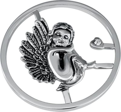 Quiges - Munthouder Munt 33mm RVS Engeltje Zilverkleurig - EPR121
