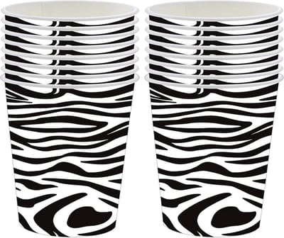 Solidchoice - 16 Stuks Zebra Print Papieren Bekers voor Feestjes
