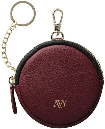AVY Minimalistisch Burgundy Leren Telefoontasje | Met Rits, Haakje en Sleutelring | Luxe Accessoire | Echt Leer | Compact & Stijlvol | Leather Burgundy
