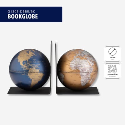 Troika Tafel Design Globes / BOOKGLOBE / Hoogwaardige boekensteunenset met twee mini-globes. De boekensteunen zijn gemaakt van matzwart metaal en hebben een hoogte van 15,5 cm / magnetisch