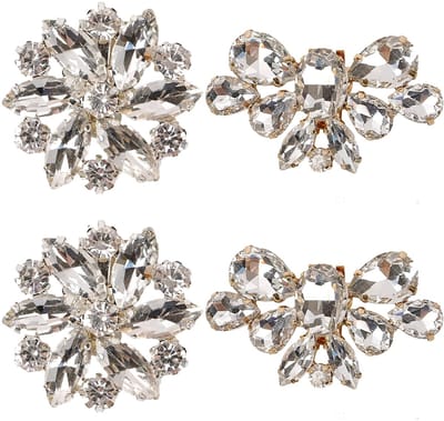 Allecto - Schoenclips - Damesschoenclip - Met Strasssteentjes - Goud en Zilver - Perfect voor Hoge Hakken - Accessoire voor Trouwschoenen