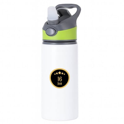 Hacebo® - 16 jaar waterfles met rietje groen - iemand die 16 jaar is geworden of 16 jaar lang een relatie hebben of getrouwd zijn - verjaardagscadeau - verjaardag - cadeau - kado - geschenk - gift - relatie - water fles - 650ML