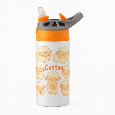 Minimalistische Monochroom Drinkfles – Stijlvolle Drinkbeker voor Design en Strakke Vorm Fans - Waterfles voor kinderen (wit/oranje)