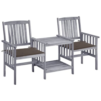 vidaXL - Tuinstoelen - met - tafeltje - en - kussens - massief - acaciahout