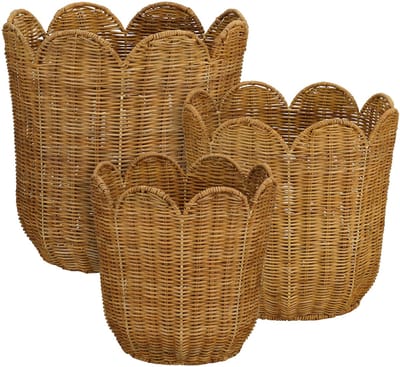 Mica Decorations Opbergmand met Handvatten - Set van 3 Opbergmanden - Woondecoratie en Opbergen - H26 x Ø25 cm, H30 x Ø29 cm en H35 x Ø34 cm - Bruin