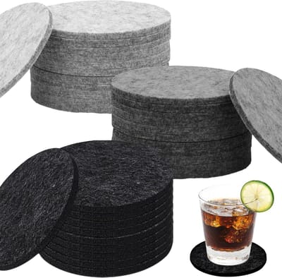 30-pack vilten absorberende onderzettersset - drinkonderzetters met antislip en hittebestendig ontwerp | Herbruikbare, wasbare tafelonderzetters voor kopjes in keuken, woonkamer, eetkamer