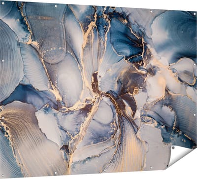 Gards Tuinposter Abstracte Luxe Kunst - Zwart met Goud - 160x120 cm - Tuindoek - Tuindecoratie - Wanddecoratie buiten - Tuinschilderij