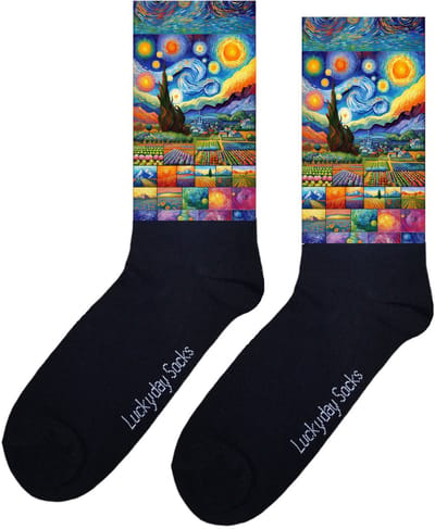 Geometrisch - Valentijns Cadeau - Kleurige sokken - Grappige sokken - Leuke sokken - Hem Haar sokken - Vrolijke sokken - Sint cadeau - Vaderdag - Moederdag - Verjaardag cadeau - Kerst cadeau - Leuk Cadeau - Vlakken - Kunst - Socks maken Happy - 37-44