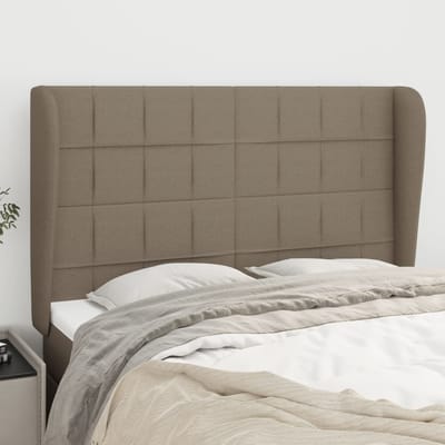 vidaXL - Hoofdbord - met - randen - 147x23x118/128 - cm - stof - taupe