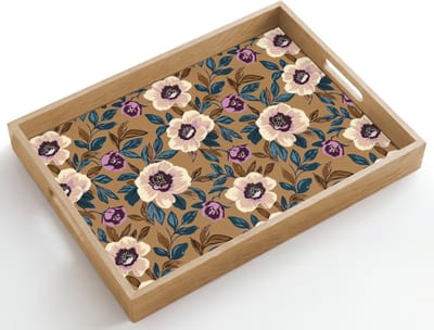 Dienblad hout 50x35 cm - Schootdienblad - Floraal - Stilleven - Kleurrijk - Borrelplank rechthoek - Plateau dienbladen