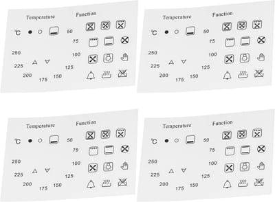 Dailygoods- Oventemperatuur Sticker Set 50-250 °C - Functie/Temperatuur Labels - 18 Ovenfunctiesymbolen - Gelamineerd Vinyl - Duurzaam en Zelfklevend - Ovenstickers