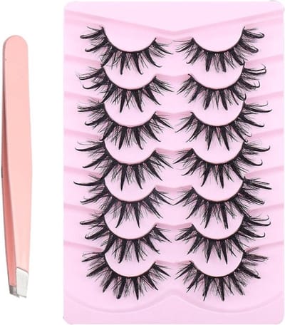 Natuurlijke 3D Kat Oogwimpers - 7 Paar Zachte, Fluffy Valse Wimpers met Pincet en 5D Sleevs voor Perfecte Oogmake-up