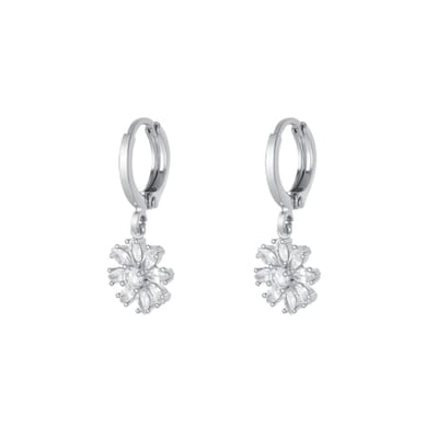 To the moon and back - Sparkle Collection - Oorbellen - Flower Silver