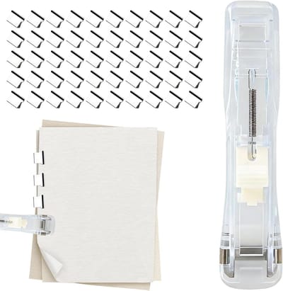 Draagbare nietmachine - Papierklem dispenser - Documenten binden - Krulbestendige klem - 20-50 vellen - Transparant