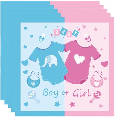 Dailygoods - Babyshower Servetten in Blauw en Roze, 20 Stuks
