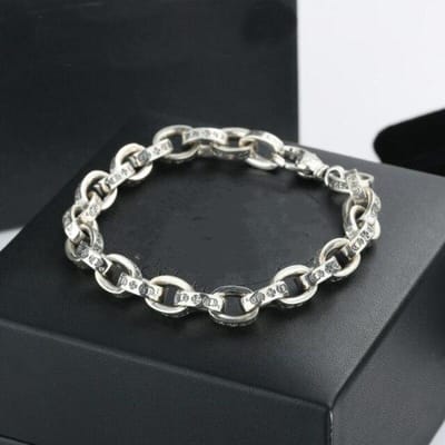 Bracelet de couple hip-hop épais en argent 925 pour hommes et femmes, bracelet de personnalité pour hommes 20cm gray
