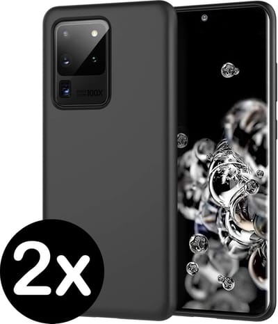 Hoesje - 2 Stuks - Geschikt voor Samsung Galaxy S20 Ultra - Sterk & Shockproof - Telefoonhoes - Back Cover - Case Siliconen - Telefoon Hoes - Zwart