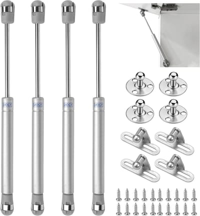 Keuken Deurpistons Set van 4, 120 N/12 kg, Hydraulische Gasveren voor Meubels, Klein en Zilver