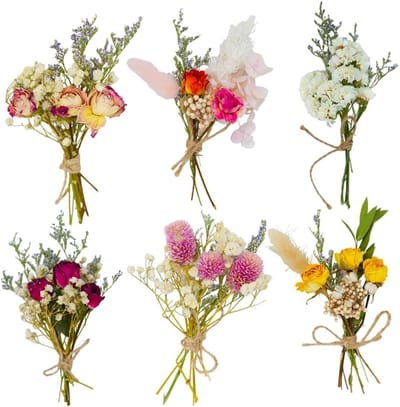 6pcs Natuurlijke Gedroogde Bloemen - Decoratieve Gedroogde Bloemen - Gemengde Bloemen voor Cadeau-inpakken - Scrapbooking - Hars - Bruiloftdecoratie
